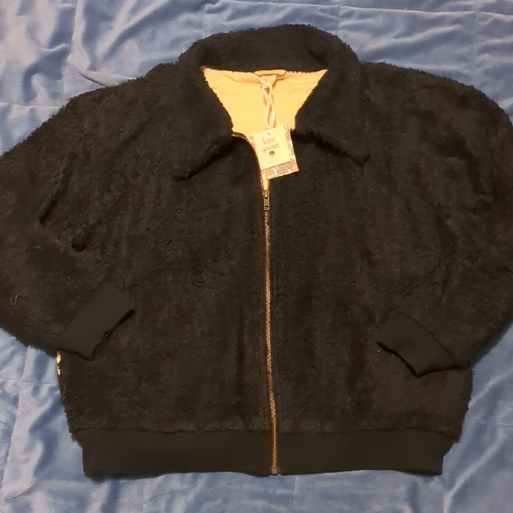 Kate Quinn Nwt Black Ladies Textured Jacket